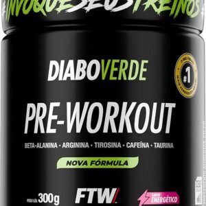 FTW Pré-Treino Diabo Verde em Pó com Cafeína, Aminoácidos Beta‑Alanina e Arginina para Treinos e Atividades Físicas - Pote 300 g (Energético)