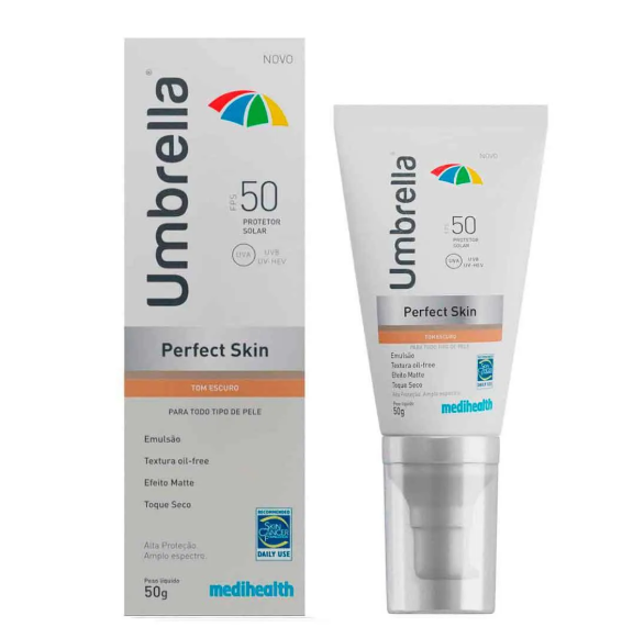 Protetor Solar Facial Umbrella Perfect Skin FPS50 cor Escuro 50g