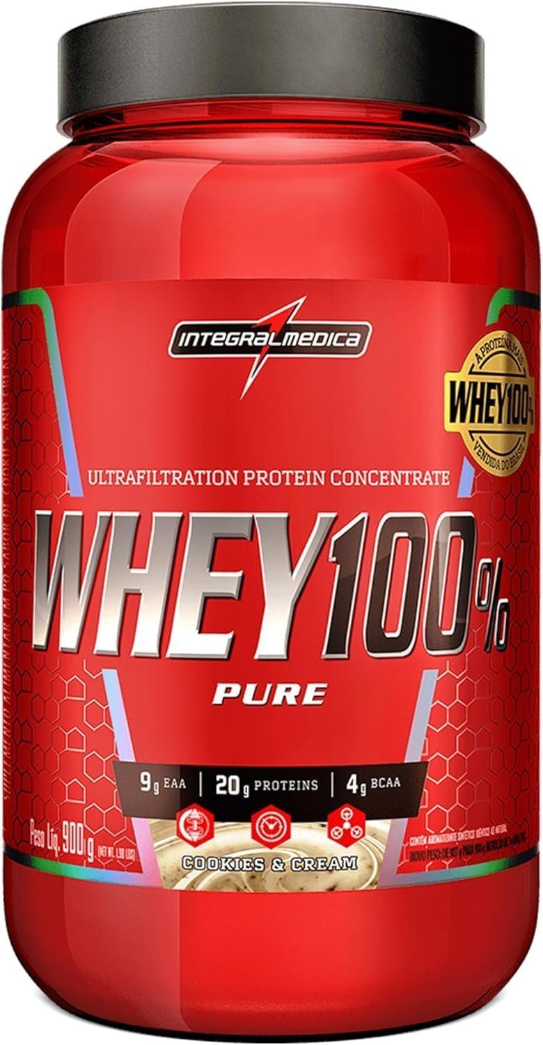 Integralmédica – Whey Protein Concentrado Cookies and Cream 100% Pure – 21g de Proteína por Scoop, Suplementação Alimentar Pós-Treino, Fórmula Enrique