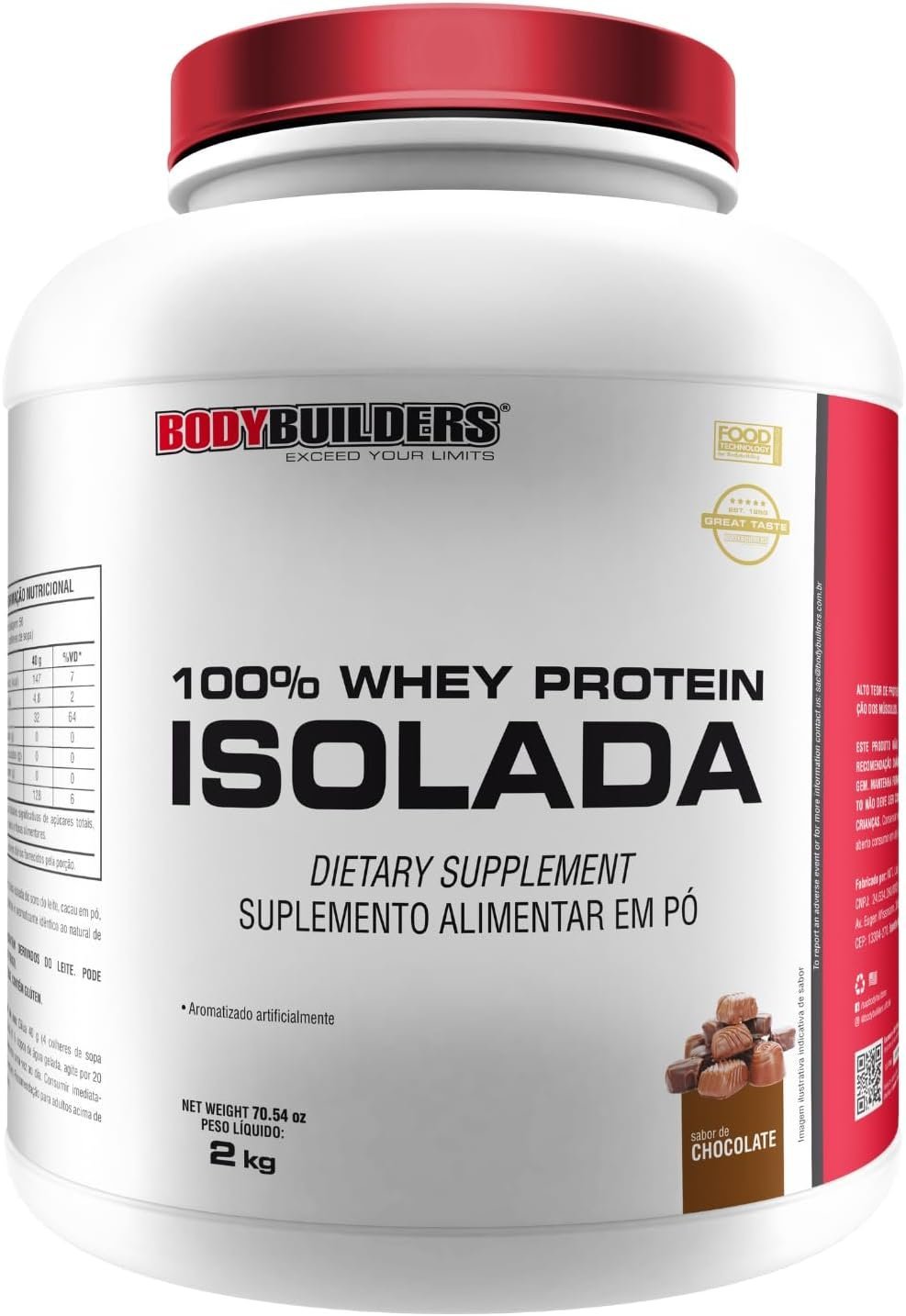 Whey Protein 100% Isolada Chocolate 2kg – Bodybuilders
